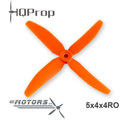 HQProp 5x4 čtyřlistá vrtule CW - Oranžová SPS