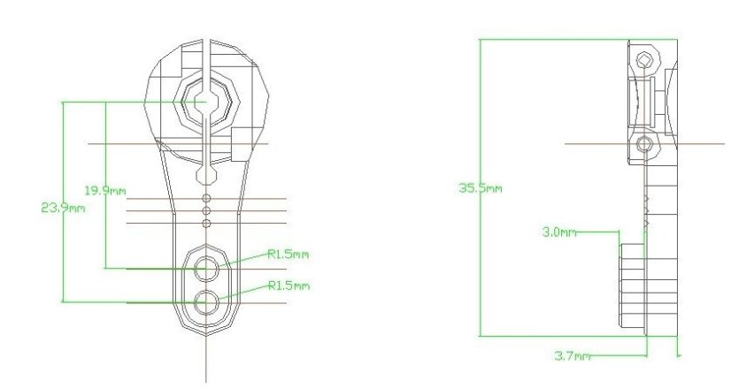 Aluminium servo páka 25T 3.5mm (stříbrná)