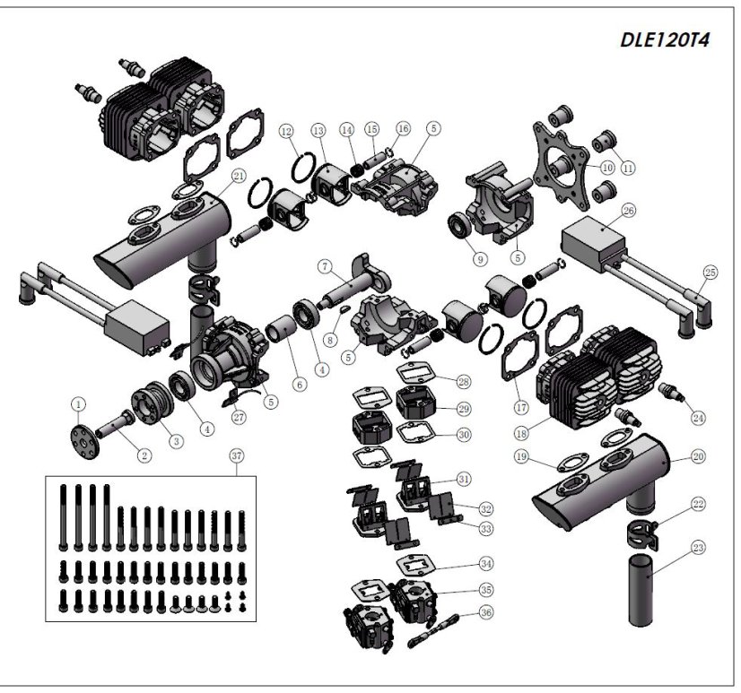 DLE120T4-3 Unašeč vrtule