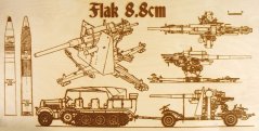 Vypalovaný obraz Flak 8.8cm 74x37cm