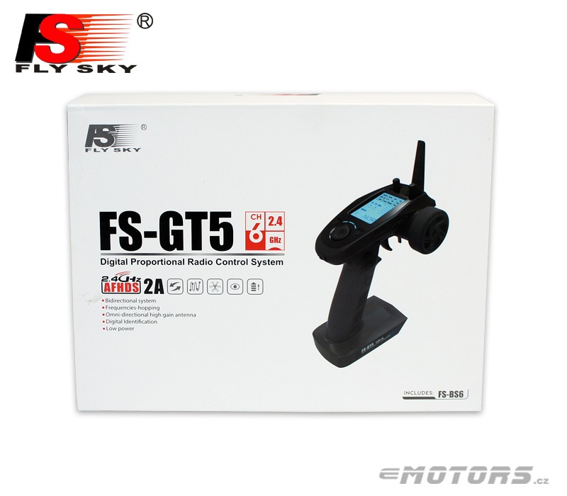 Fly Sky FS-GT5 6CH + FS-BS6 přijímač