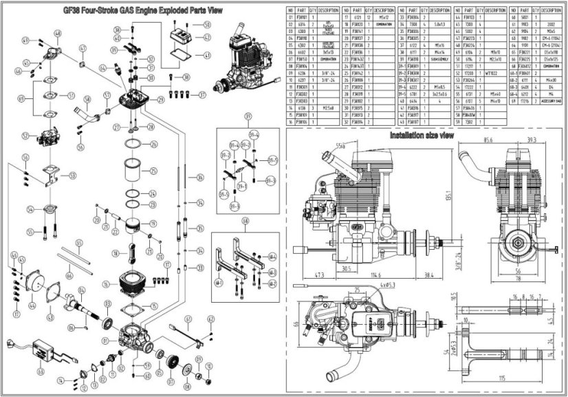 NGH GF38 4-taktní benzínový motor