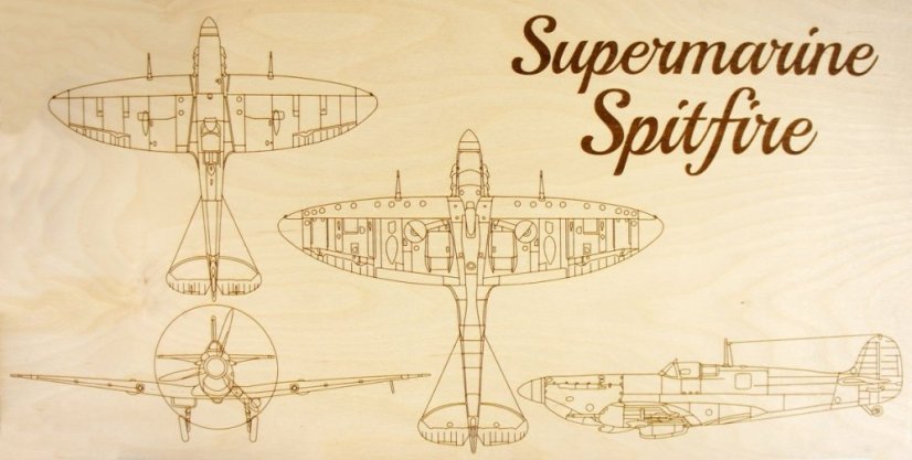 Vypalovaný obraz Supermarine Spitfire 74x37cm